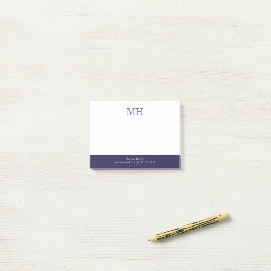 Post-it® Initiales de base propres Bleu foncé blanc (Sur un bureau)