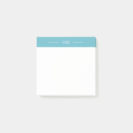Post-it® Initiales de Monogramme bleu clair de Girly modern (Devant)