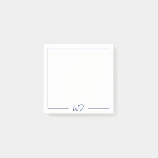 Post-it® Initiales de monogramme bleu foncé de base (Devant)