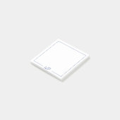 Post-it® Initiales de monogramme bleu foncé de base (Incliné)