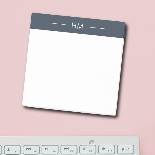 Post-it® Initiales de Monogramme bleu marine foncé moderne