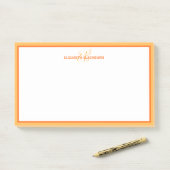 Post-it® Initiales de monogramme de nom personnalisé Orange (Sur un bureau)