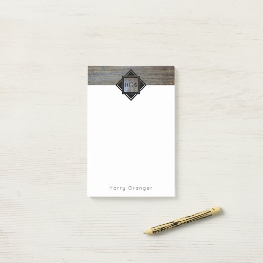 Post-it® Initiales de monogramme masculines pour le bois (Sur un bureau)