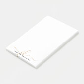 Post-it® Initiales du Monogramme Chic Or Moderne Minimal (Incliné)