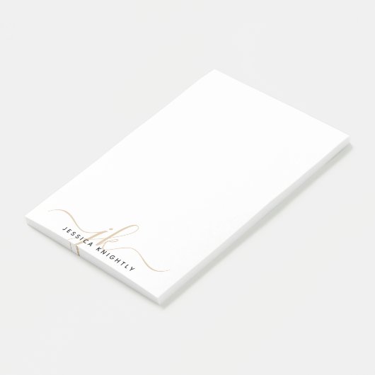Post-it® Initiales du Monogramme Chic Or Moderne Minimal (Incliné)