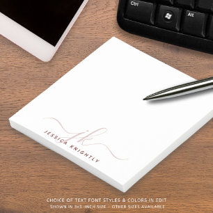 Post-it® Initiales du Monogramme de script de Bourgogne mod