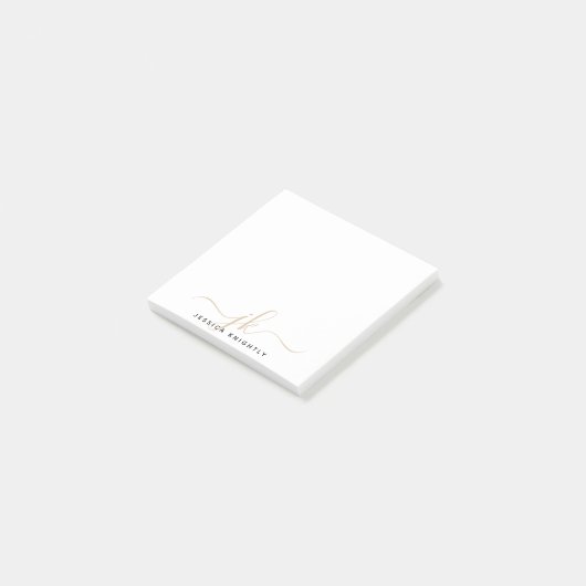 Post-it® Initiales du Monogramme de script d'or moderne min (Incliné)
