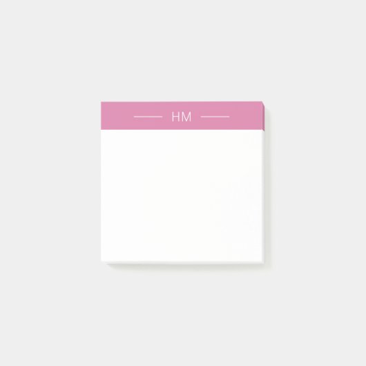 Post-it® Initiales du Monogramme rose de Fille moderne (Devant)