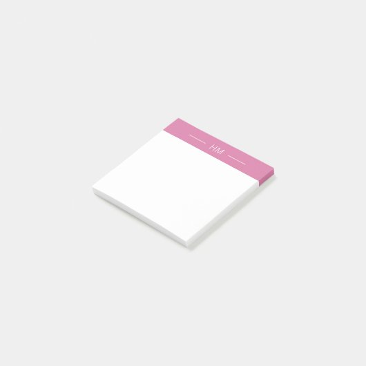 Post-it® Initiales du Monogramme rose de Fille moderne (Incliné)