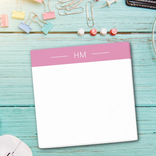 Post-it® Initiales du Monogramme rose de Fille moderne