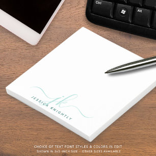 Post-it® Initiales du Monogramme Turquoise Moderne
