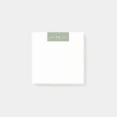 Post-it® Initiales du Monogramme vert de mode moderne (Devant)