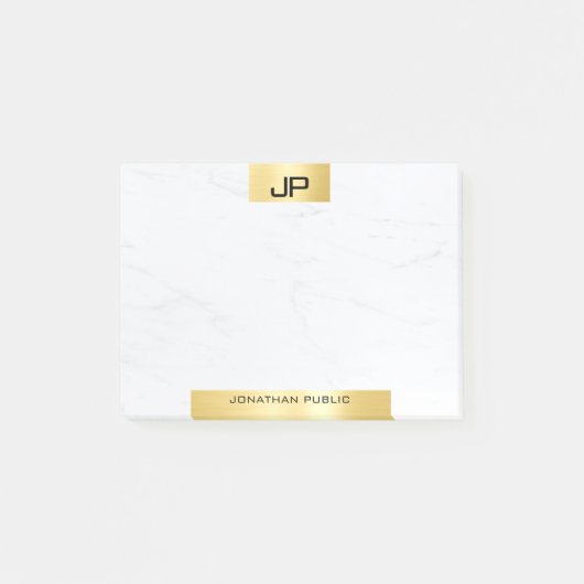 Post-it® Initiales en marbre doré Monogramme moderne créati (Devant)