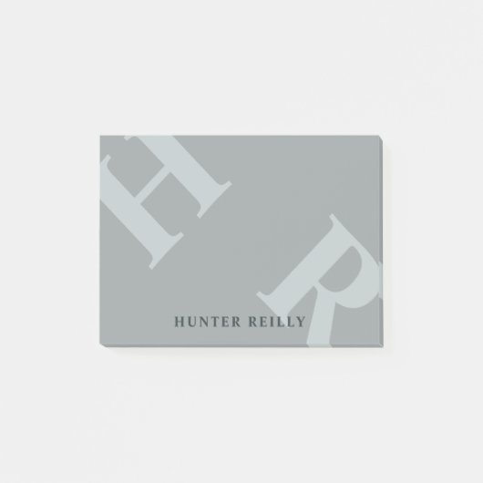 Post-it® Initiales et nom Gris Argent Rapide (Devant)