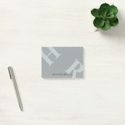 Post-it® Initiales et nom Gris Argent Rapide (Bureau)