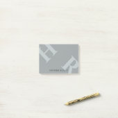 Post-it® Initiales et nom Gris Argent Rapide (Sur un bureau)