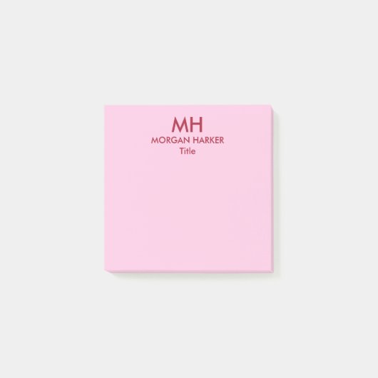 Post-it® Initiales minimales propres Rouge Rose (Devant)