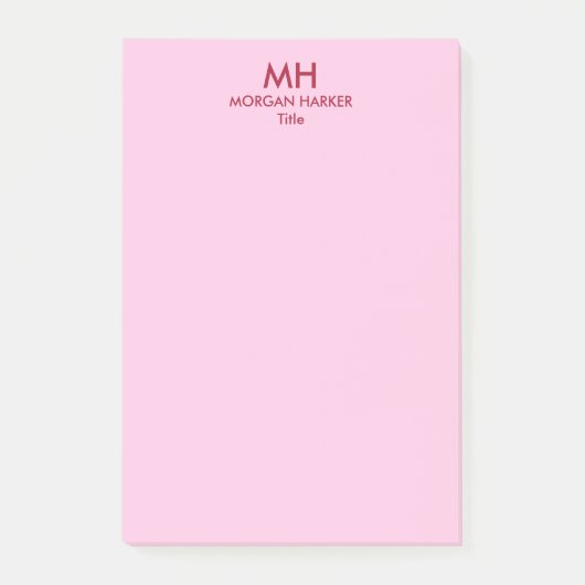 Post-it® Initiales minimales propres Rouge Rose (Devant)