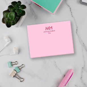 Post-it® Initiales minimales roses rouges propres