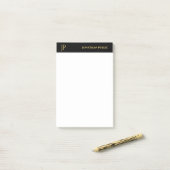 Post-it® Initiales modernes Noir Blanc Or Élégant Simple (Sur un bureau)