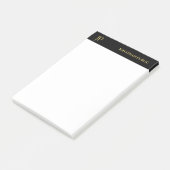 Post-it® Initiales modernes Noir Blanc Or Élégant Simple (Incliné)