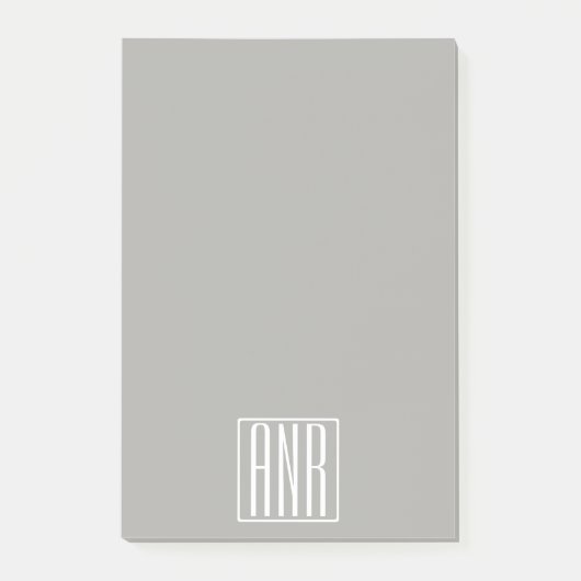Post-it® Initiales Monogramme | Blanc Sur Gris Clair (Devant)