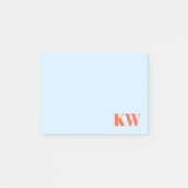 Post-it® Initiales Monogramme Moderne Bleu Orange Personnal (Devant)