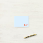 Post-it® Initiales Monogramme Moderne Bleu Orange Personnal (Sur un bureau)