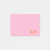 Post-it® Initiales Monogramme Rose Orange Moderne Personnal (Devant)