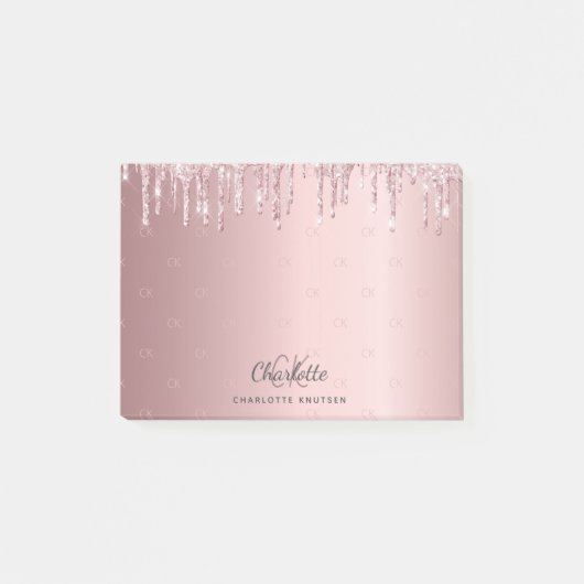 Post-it® Initiales monogrammes de goutte de parties scintil (Devant)