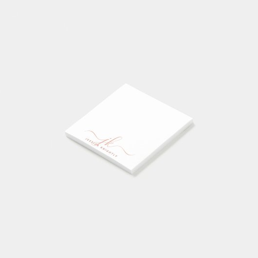 Post-it® Initiales Monogrammes Élégantes En Terracotta Scri (Incliné)