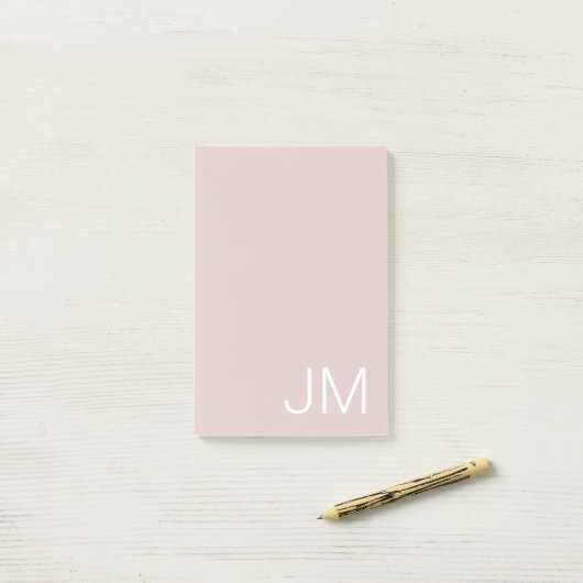 Post-it® Initiales Monogrammes Tendance Rose Vierge Surdime (Sur un bureau)