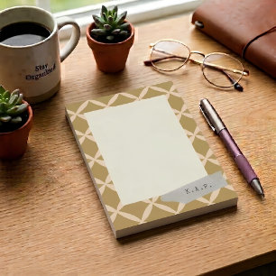Post-it® Initiales personnalisées Moutarde Ocre Bordure Géo