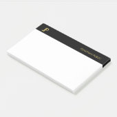 Post-it® Initiales professionnelles élégantes Noir Or Blanc (Incliné)