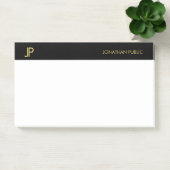 Post-it® Initiales professionnelles élégantes Noir Or Blanc (Bureau)