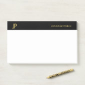 Post-it® Initiales professionnelles élégantes Noir Or Blanc (Sur un bureau)