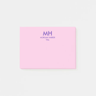 Post-it® Initiales propres minimalistes rose violet