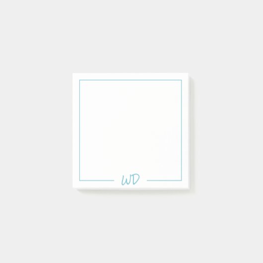 Post-it® Initiales simples de monogramme bleu clair (Devant)