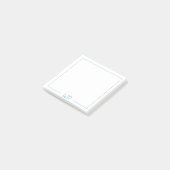Post-it® Initiales simples de monogramme bleu clair (Incliné)