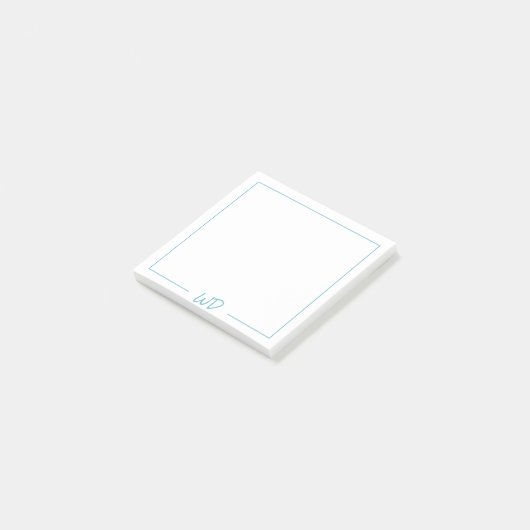 Post-it® Initiales simples de monogramme bleu clair (Incliné)