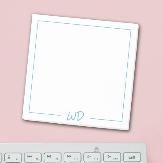 Post-it® Initiales simples de monogramme bleu clair