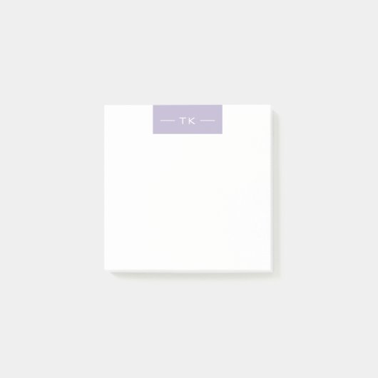 Post-it® Initiales simples de monogramme violet clair (Devant)