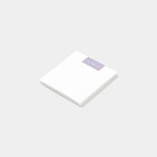 Post-it® Initiales simples de monogramme violet clair (Incliné)