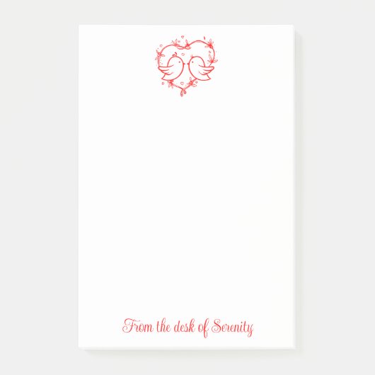 Post-it® Inséparables Mignons Rouge Cœur Romantique Bohème (Devant)