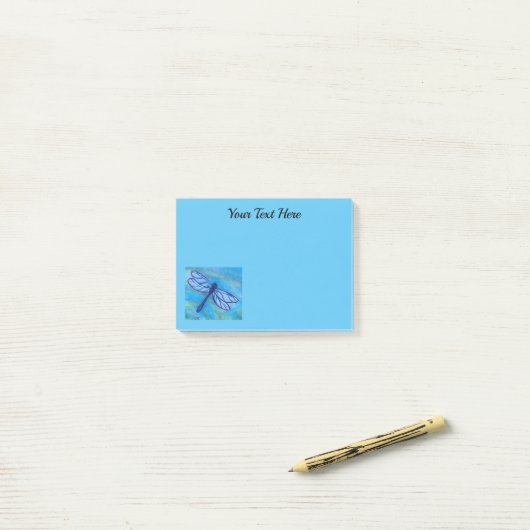 Post-it® Inspiration de la libellule bleue (Sur un bureau)