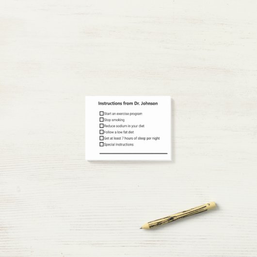 Post-it® Instructions du médecin Lifestyle Changes Checklis (Sur un bureau)