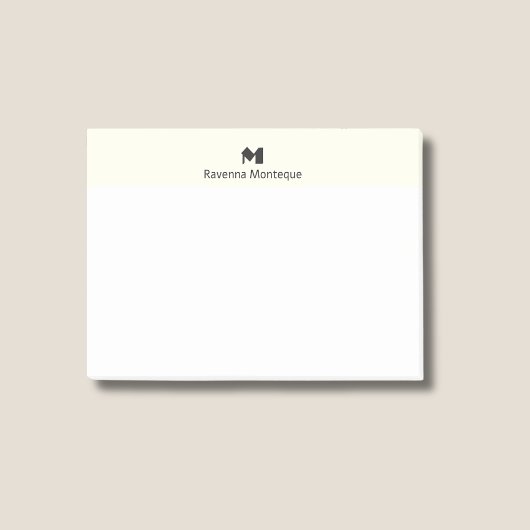 Post-it® Ivory Modern Personalized Name Letter Monogram