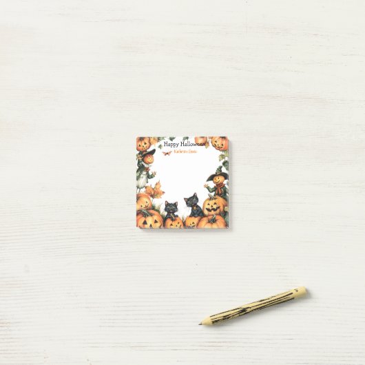 Post-it® Jack-o'-lantern, Chats noirs et Écarce (Sur un bureau)