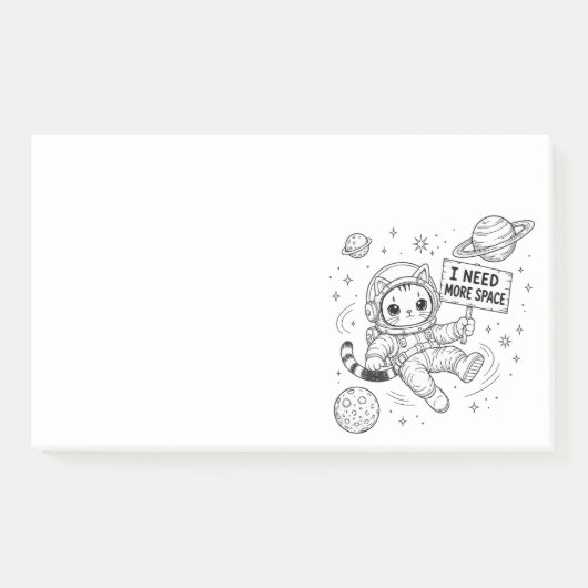 Post-it® J'ai Besoin de Plus d'Espace Chat Astronaute Drôle (Devant)