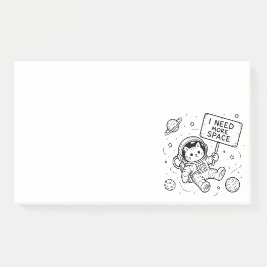 Post-it® J'ai Besoin De Plus D'espace Drôle Chat Astronaute (Devant)